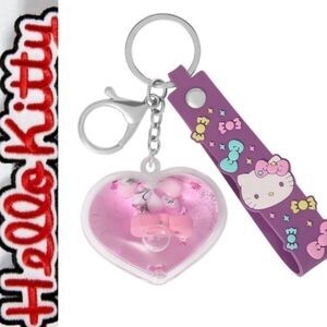 Hello Kitty By Sanrio Heart Glitter Liquid Keychain/Charm Set